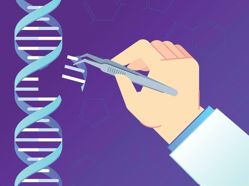 crispr-cas9-gene-editing-tool-genome-edits-human-dna-genetic-engineering-and-dna-code-illustration-vector